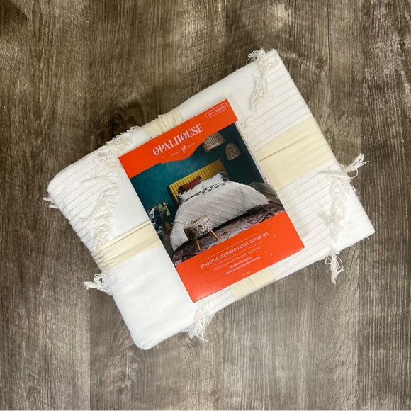 Opalhouse Bedding Opalhouse White Diagonal Textured Duvet Cover Set